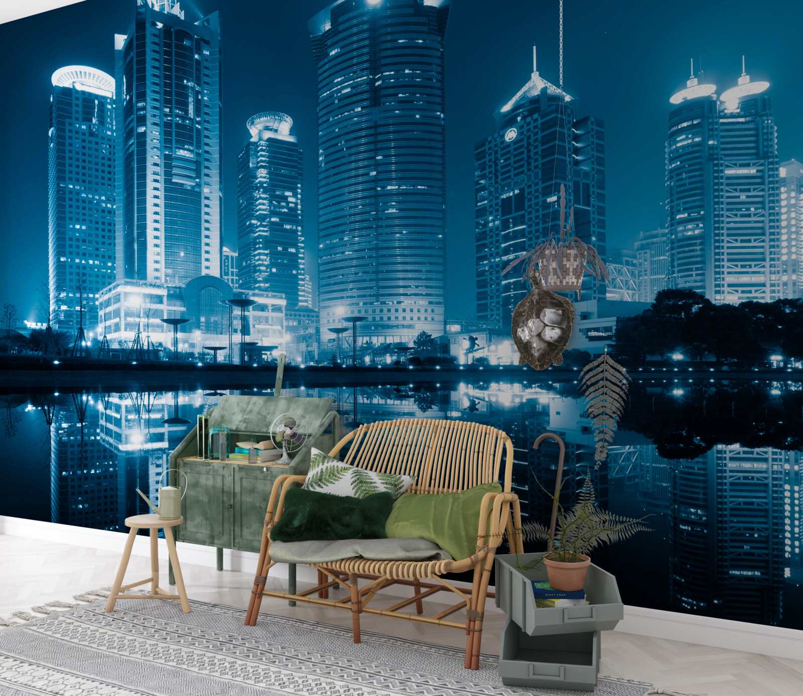 Carta da parati La notte di shanghai alla luce delle lanterne