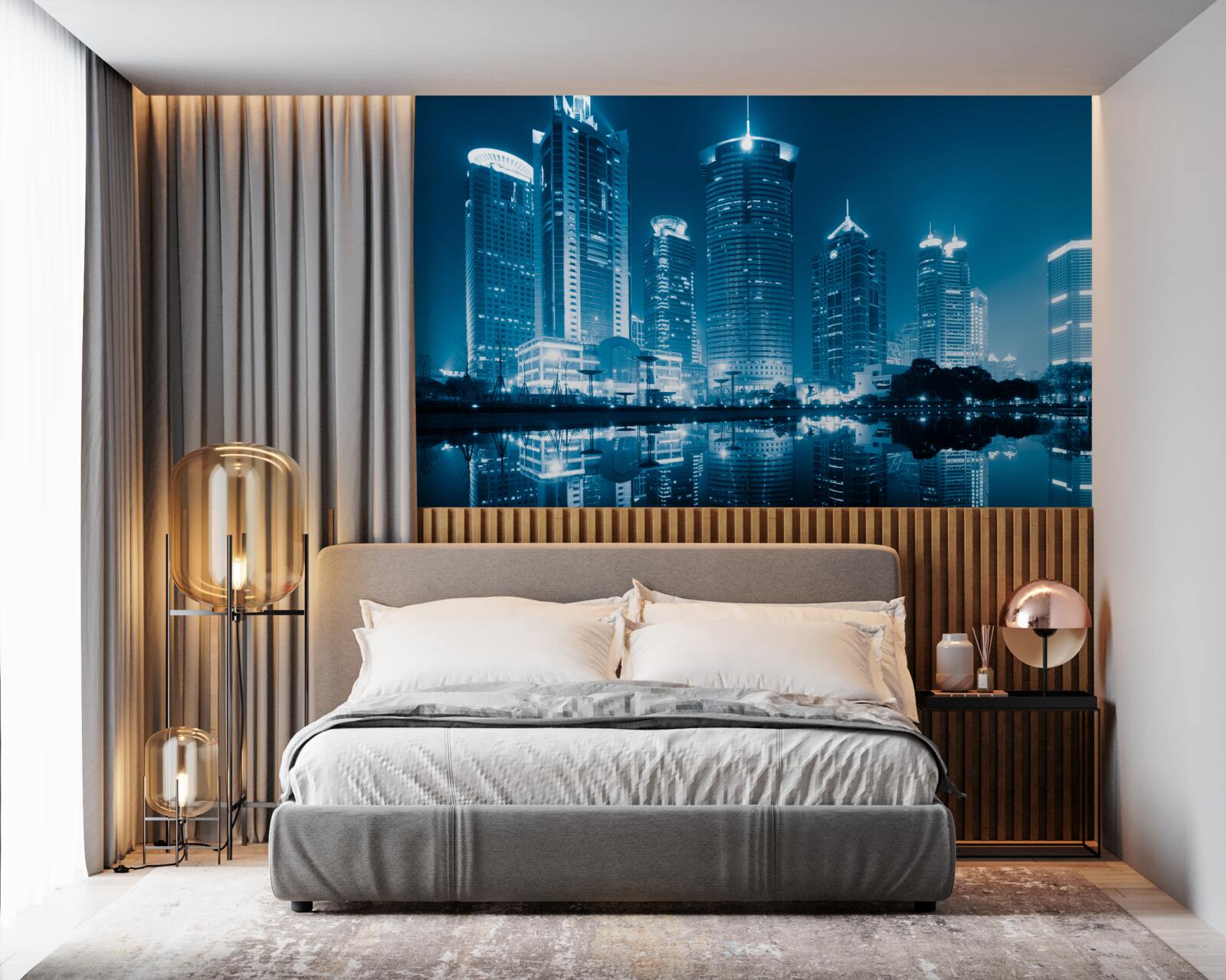 Carta da parati La notte di shanghai alla luce delle lanterne
