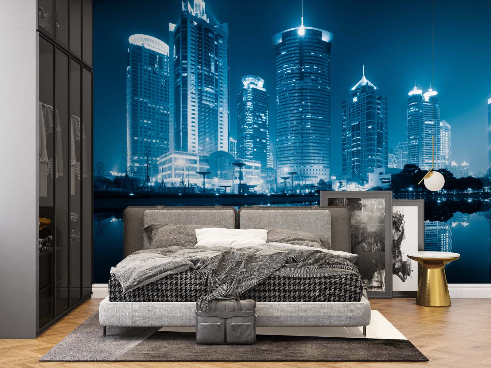 Carta da parati La notte di shanghai alla luce delle lanterne