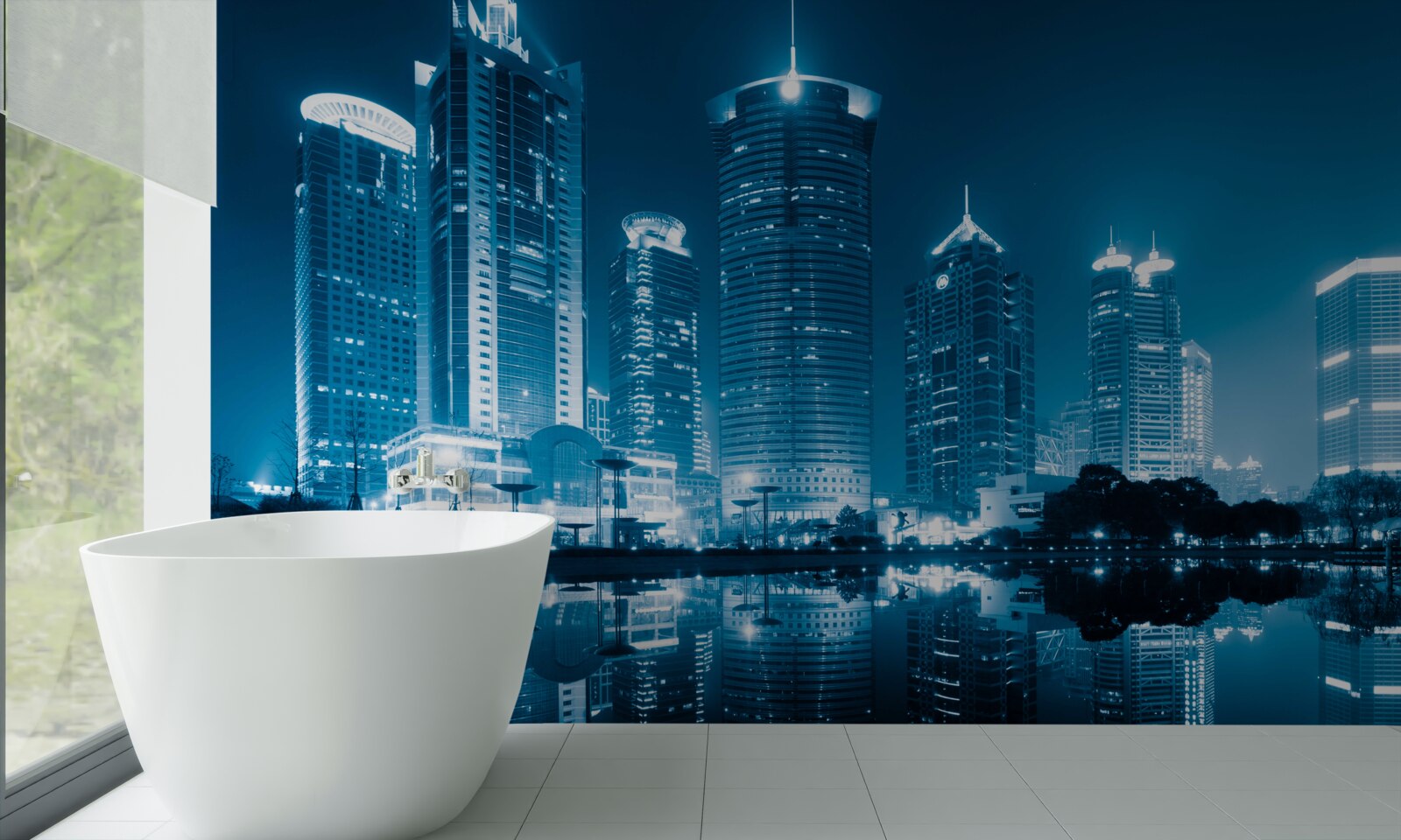 Carta da parati La notte di shanghai alla luce delle lanterne