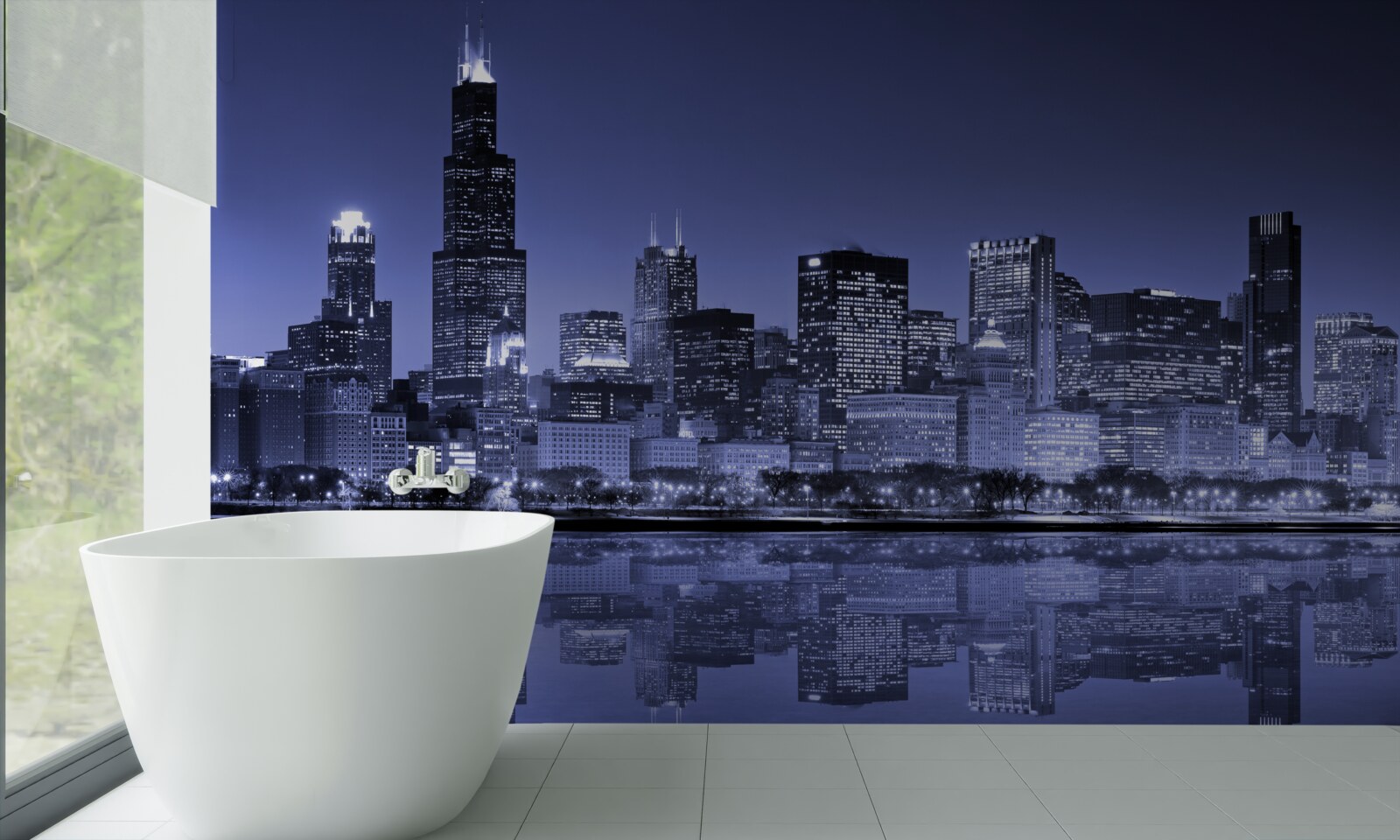 Carta da parati vista notturna di chicago