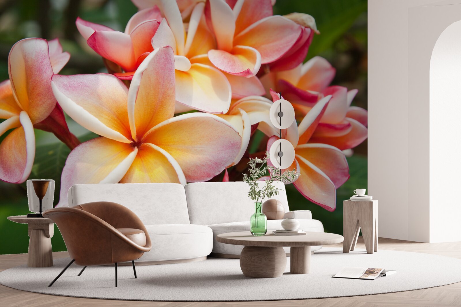 Carta da parati frangipani con fiori attraenti