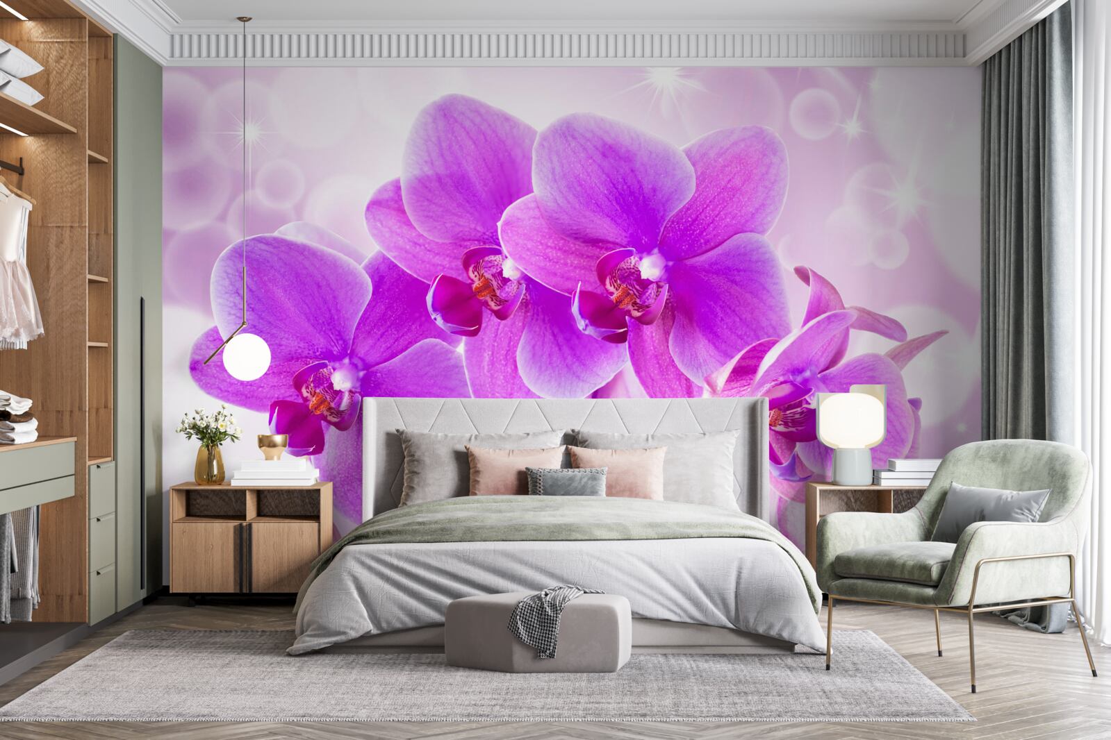 Carta da parati la delicata orchidea viola è davvero impressionante