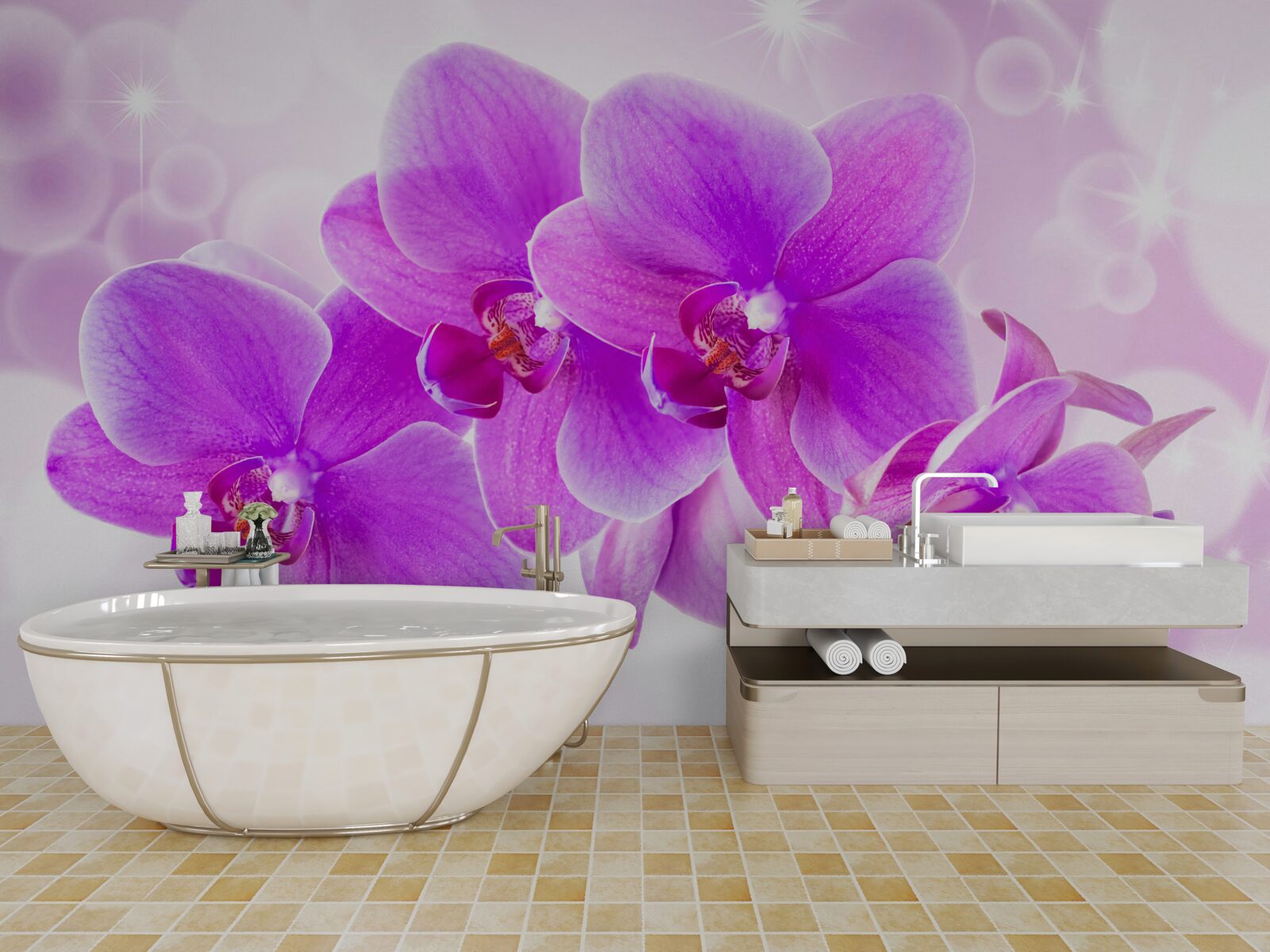 Carta da parati la delicata orchidea viola è davvero impressionante