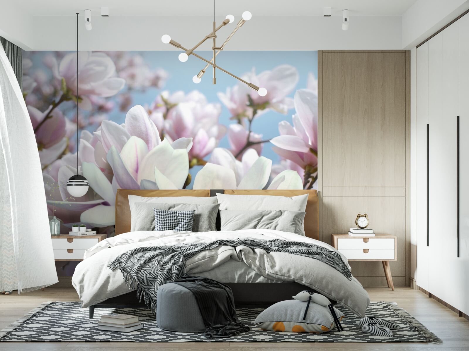 Fototapeta magnolia owiana kwiatami