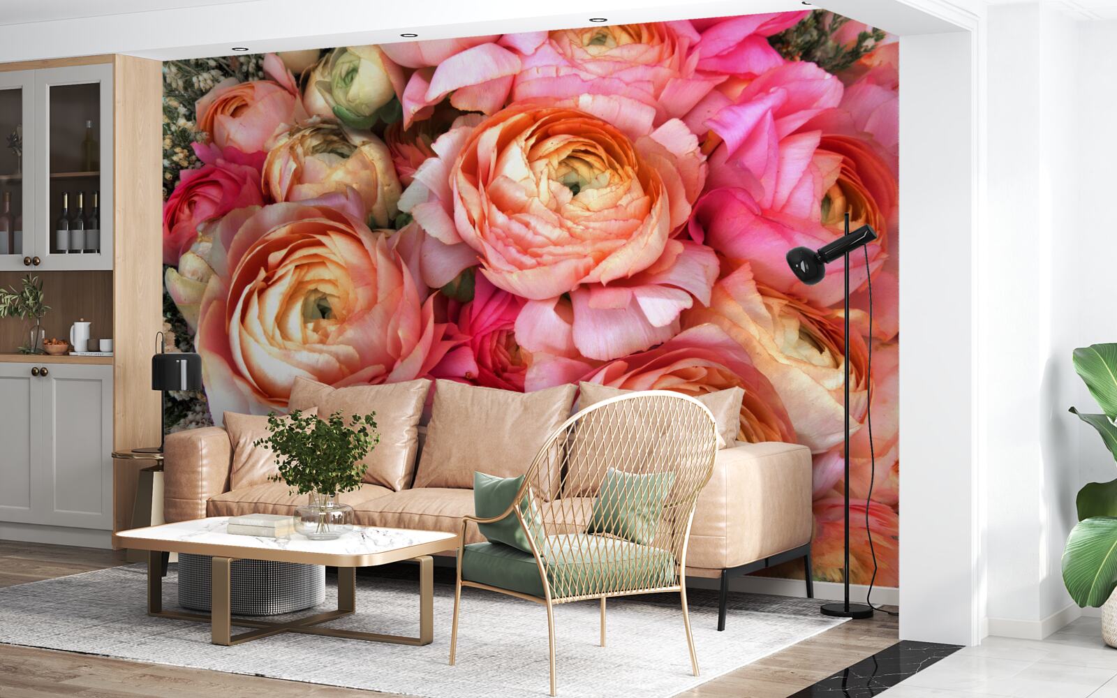 Carta da parati peonie dai colori intensi
