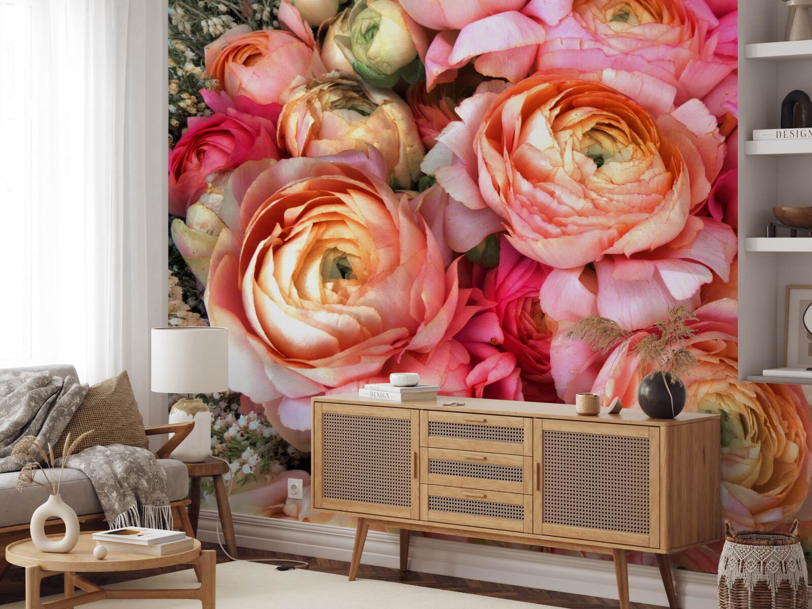 Carta da parati peonie dai colori intensi