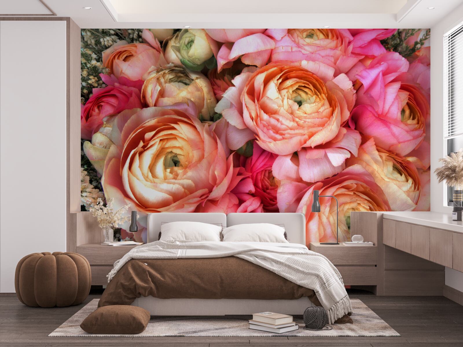 Carta da parati peonie dai colori intensi