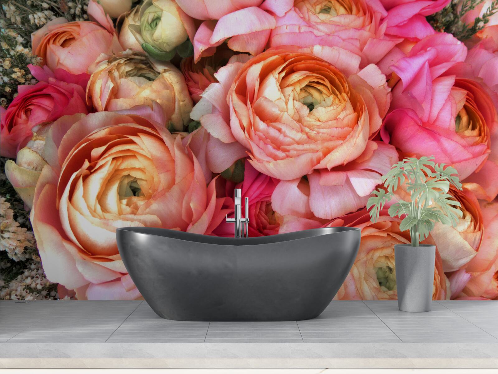 Carta da parati peonie dai colori intensi