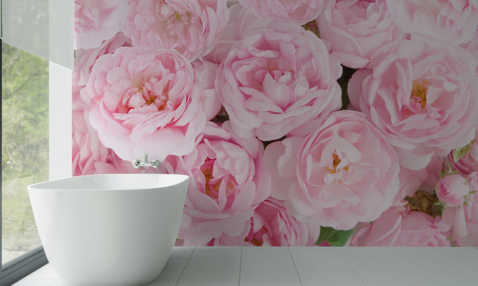 Carta da parati rose rosa raccolte in un bouquet di tea-light