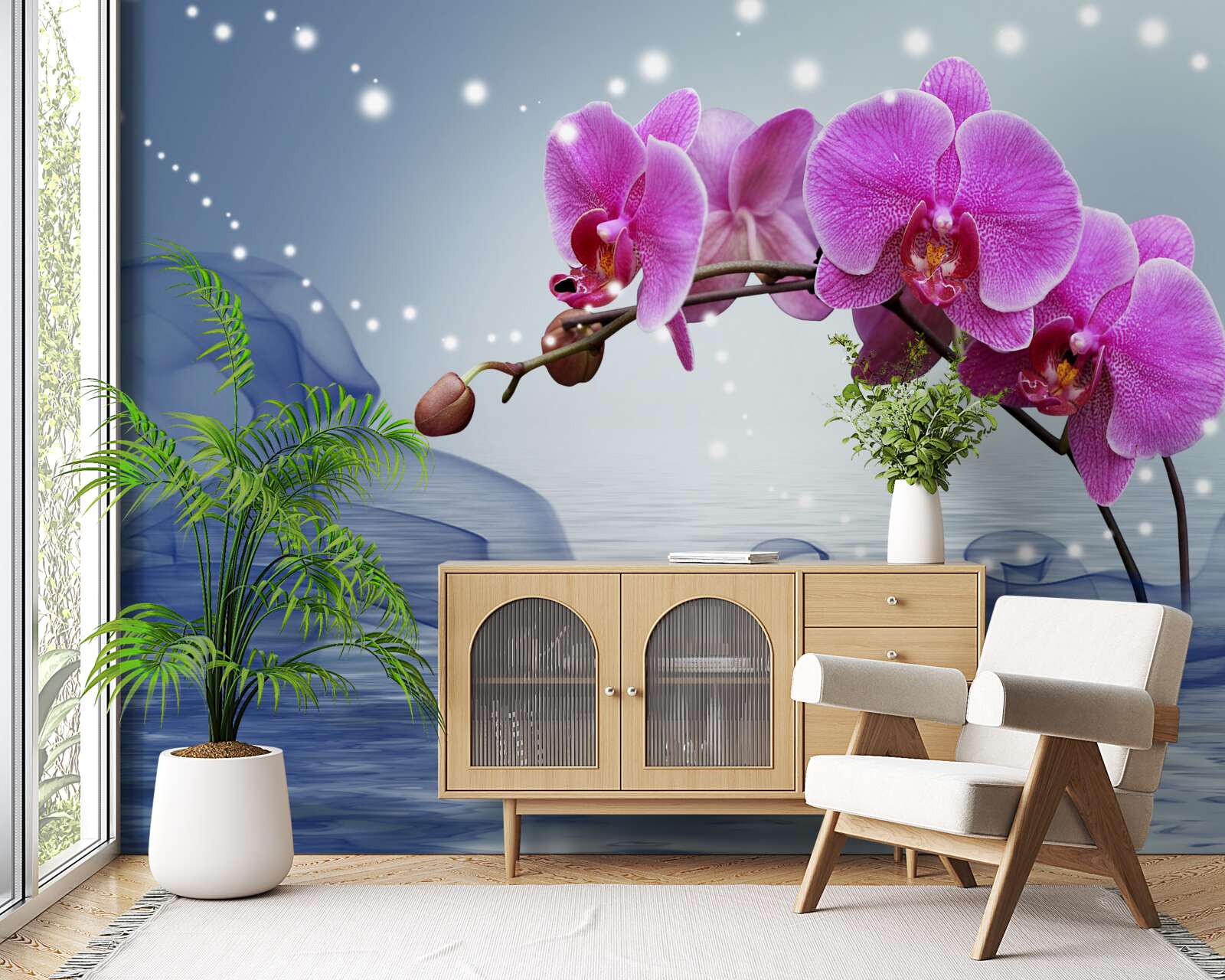Fototapeta Łodyga wspaniałej orchidei w kolorze liliowym