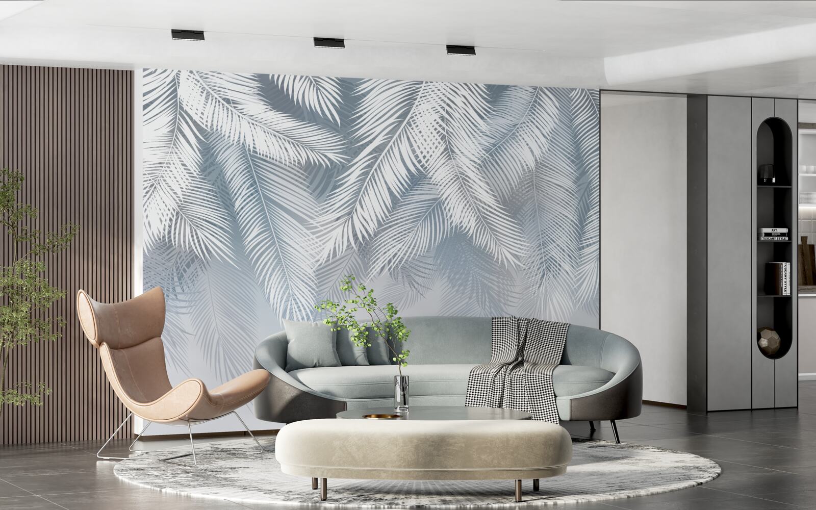 Carta da parati foglie simili a piume, pendenti