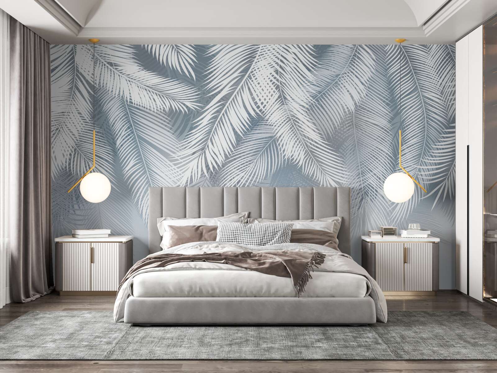 Carta da parati foglie simili a piume, pendenti