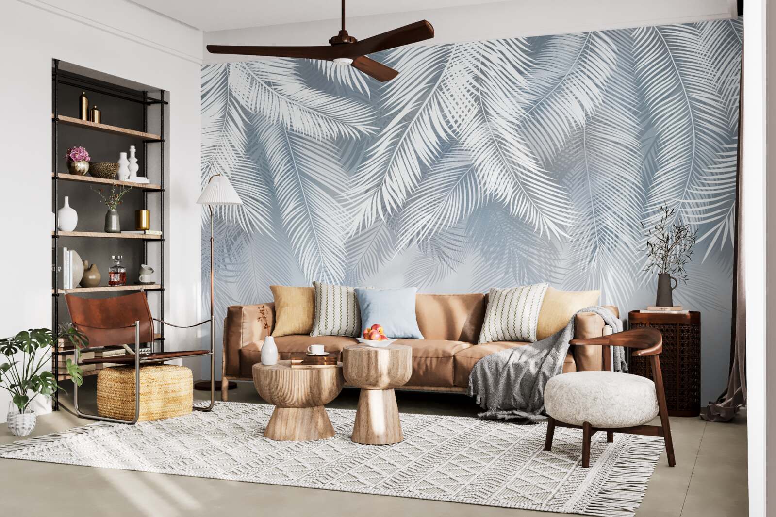 Carta da parati foglie simili a piume, pendenti