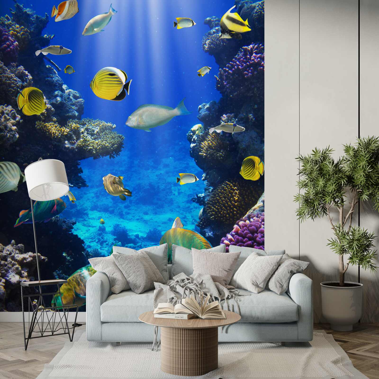 Carta da parati pesci nelle barriere coralline dell'oceano