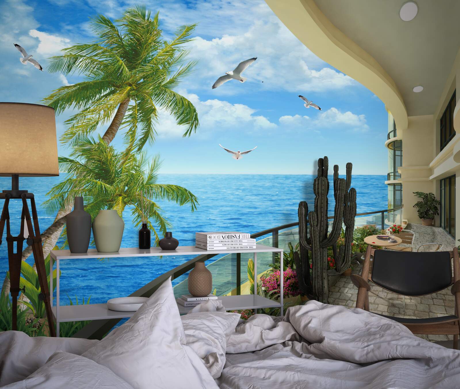 Carta da parati terrazza con vista sull'oceano