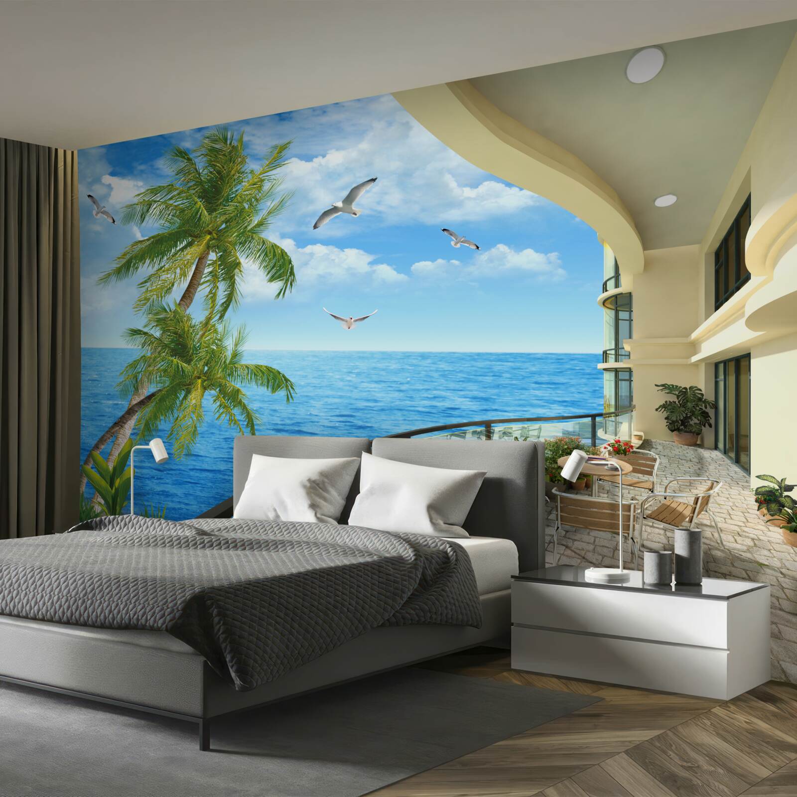 Carta da parati terrazza con vista sull'oceano