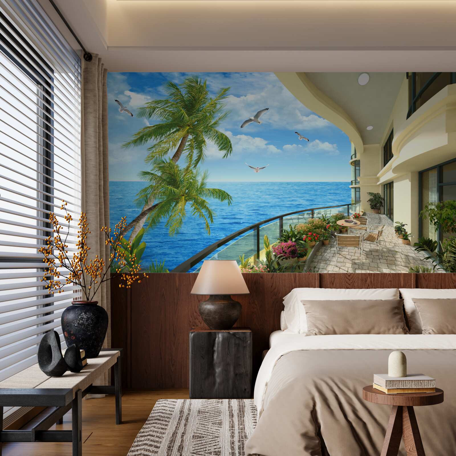 Carta da parati terrazza con vista sull'oceano