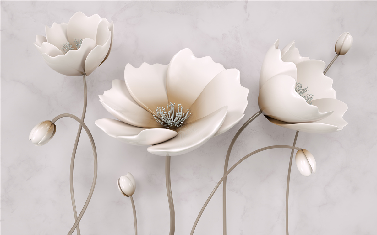 Carta da parati fiori di un bel bianco candido