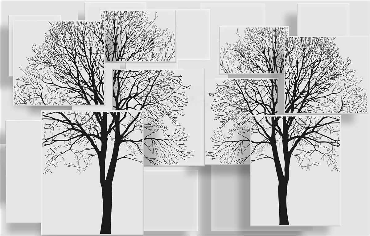 Carta da parati due alberi caduti su uno sfondo chiaro