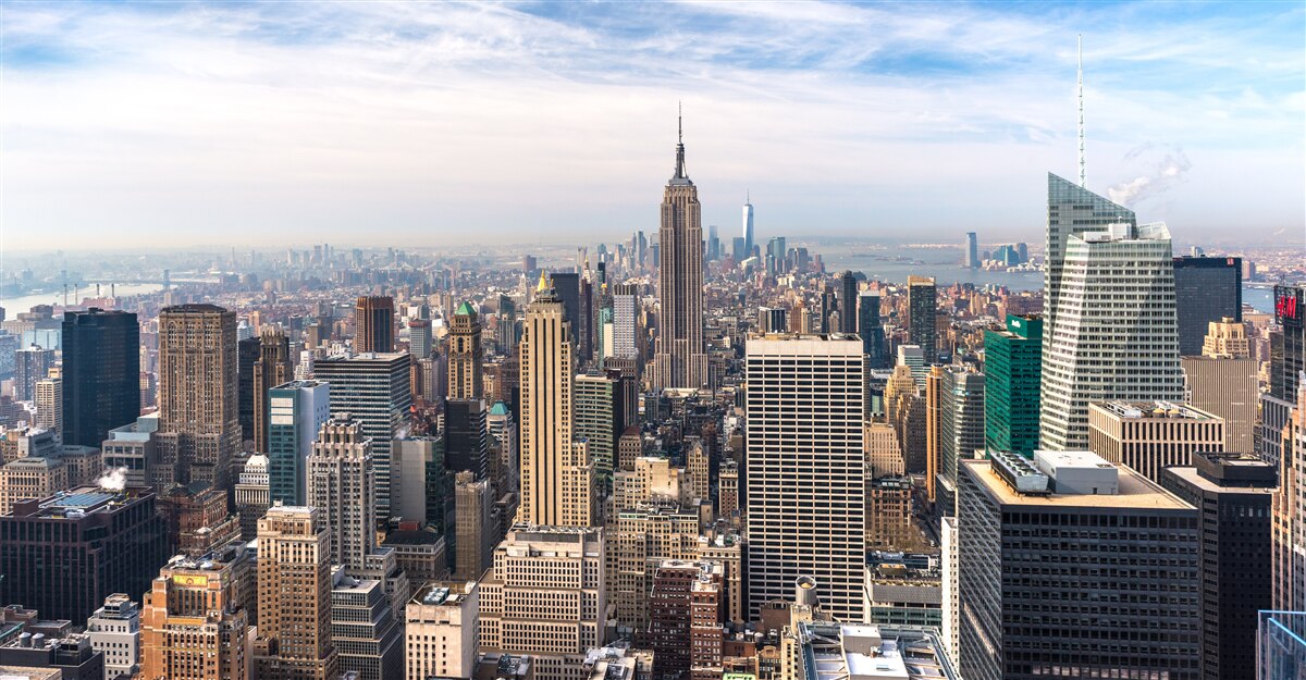 Carta da parati vista a volo d'uccello di manhattan