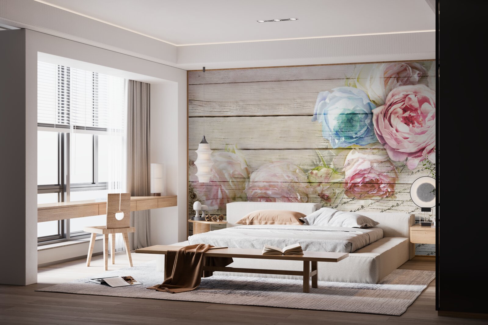 Carta da parati insieme di rose simili a peonie