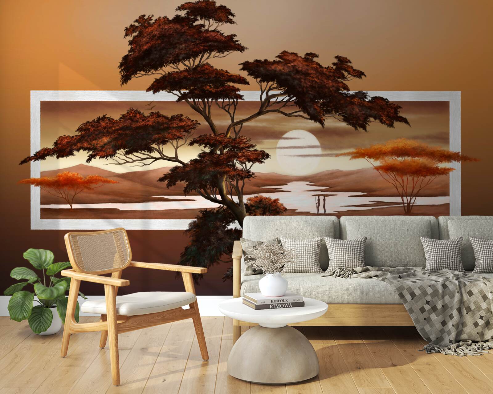 Carta da parati Il sole tramonta sui bonsai