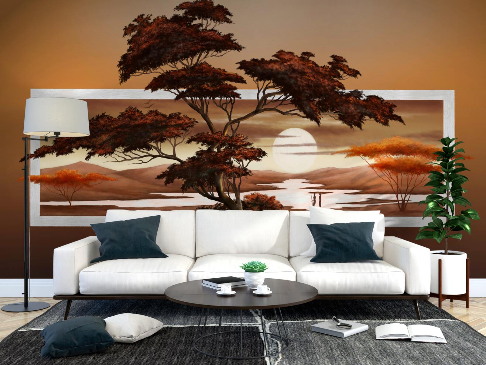 Carta da parati Il sole tramonta sui bonsai