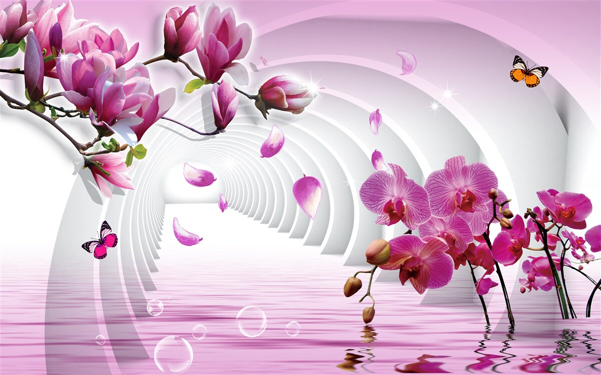 Carta da parati deliziose sfumature di rosa magnolia e orchidea