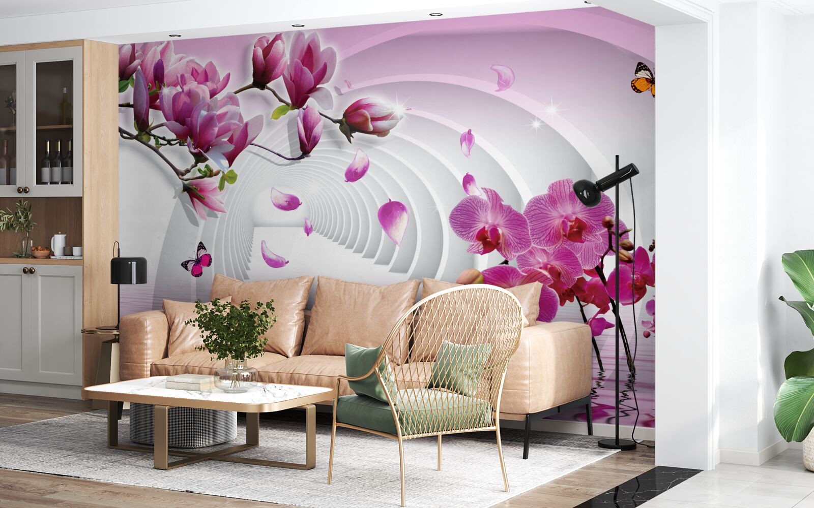 Carta da parati deliziose sfumature di rosa magnolia e orchidea
