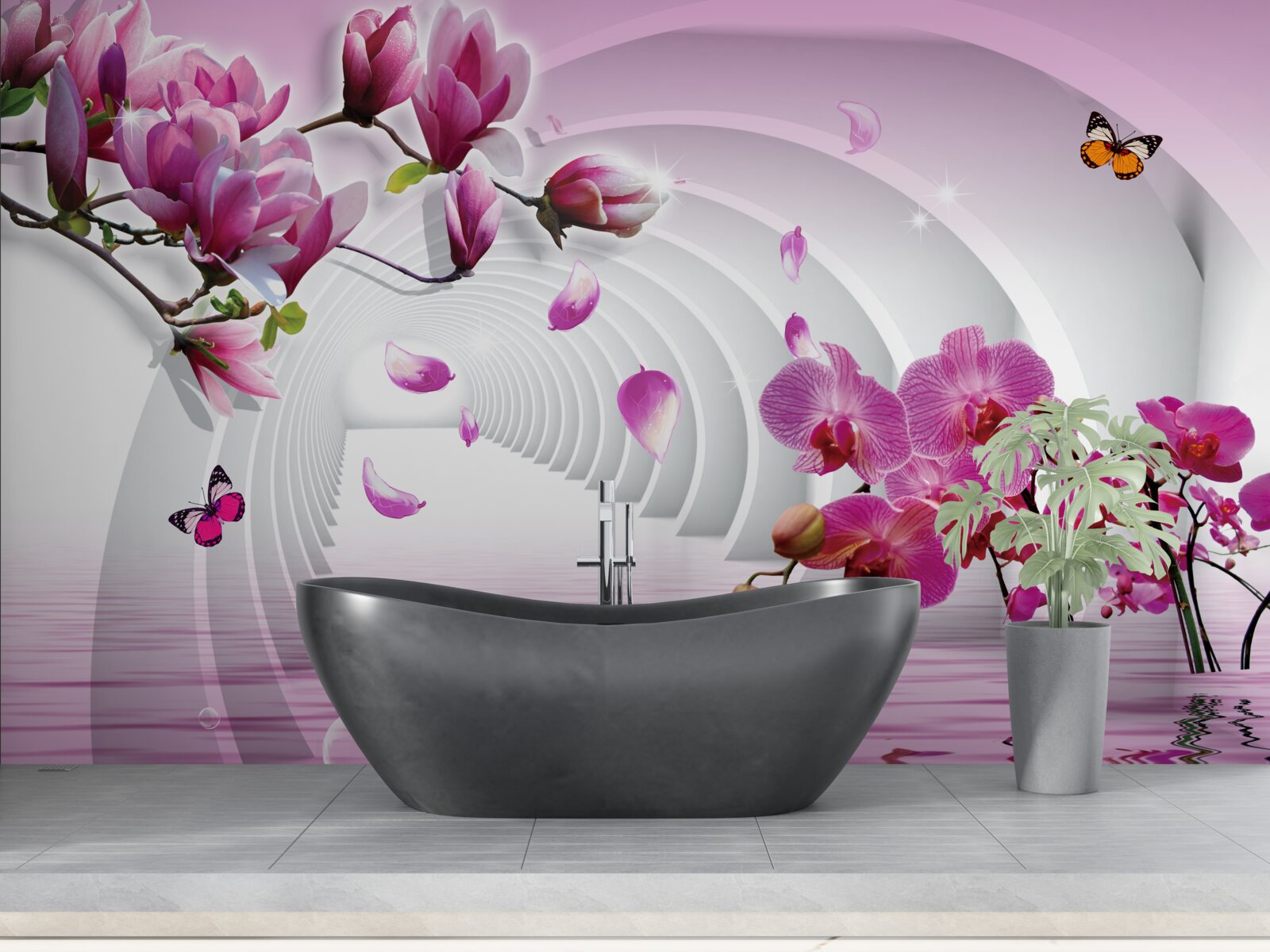 Carta da parati deliziose sfumature di rosa magnolia e orchidea