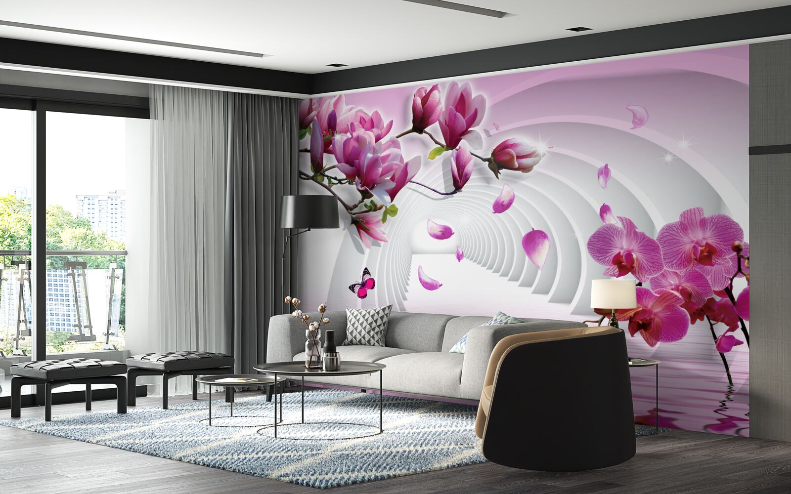 Carta da parati deliziose sfumature di rosa magnolia e orchidea