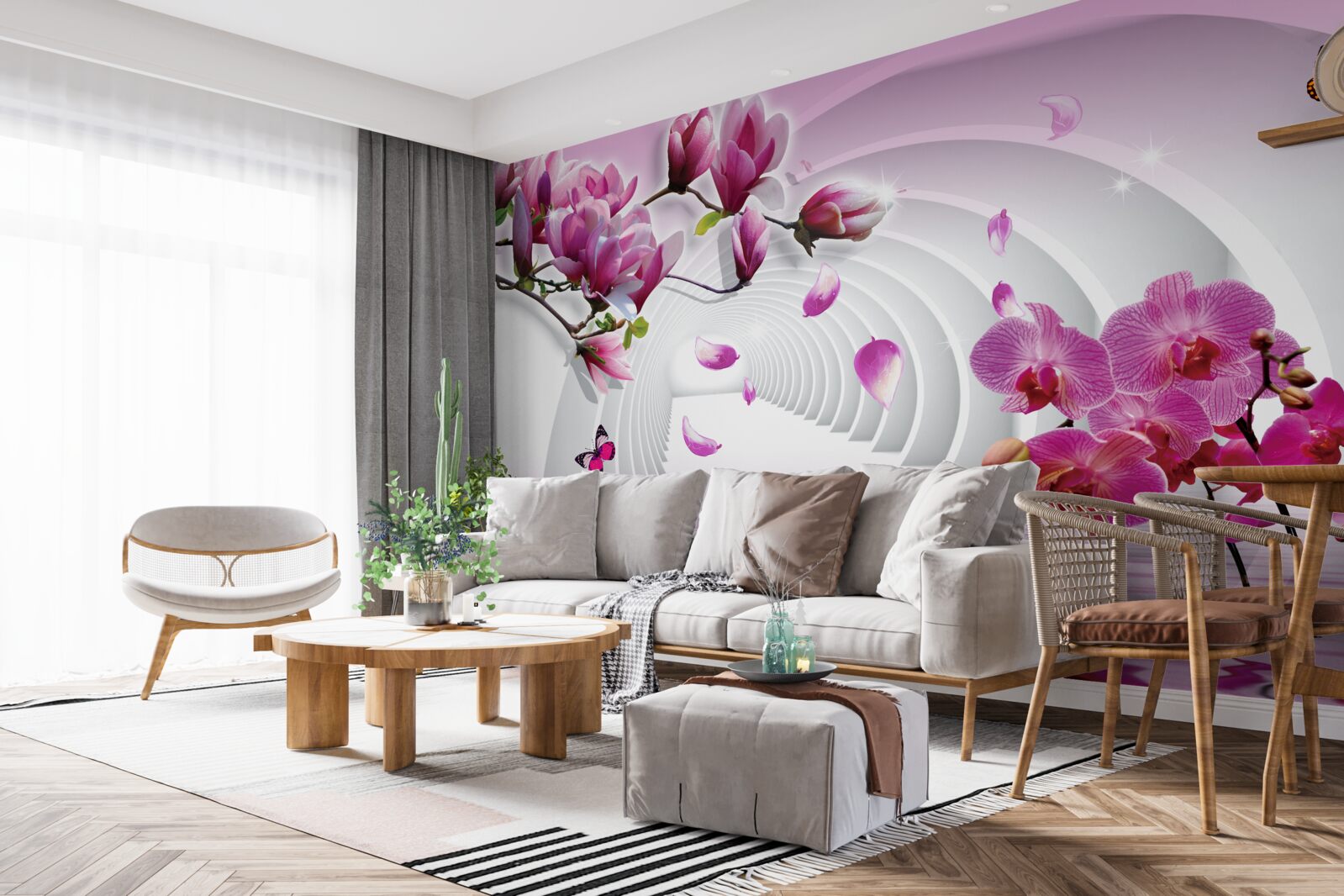 Carta da parati deliziose sfumature di rosa magnolia e orchidea
