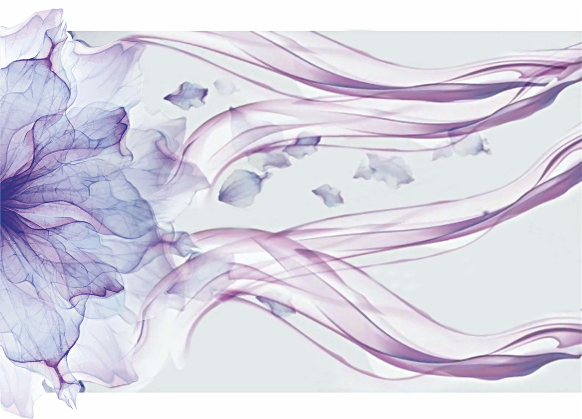 Carta da parati fiore con blu trasparente sotto la superficie dell'acqua