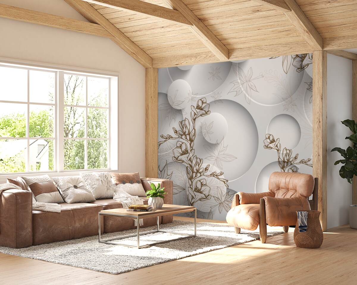 Carta da parati Le magnolie sono bianche e di forma rotonda