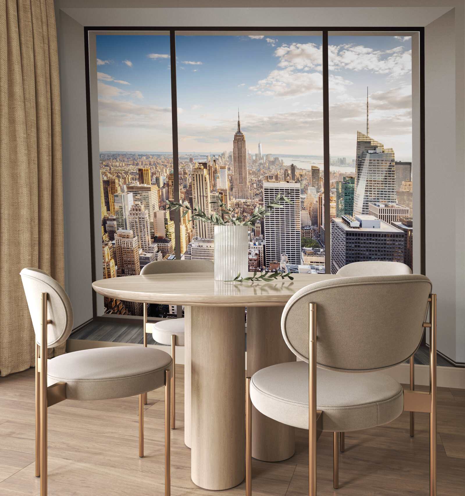 Carta da parati vista dalla finestra di new york al mattino