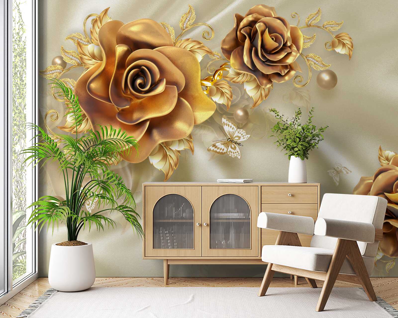 Carta da parati rose marrone scuro