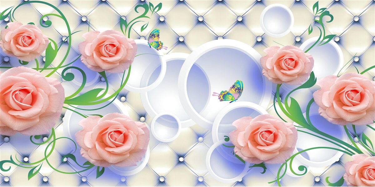 Carta da parati i boccioli di rosa tea sbocciano sui rami