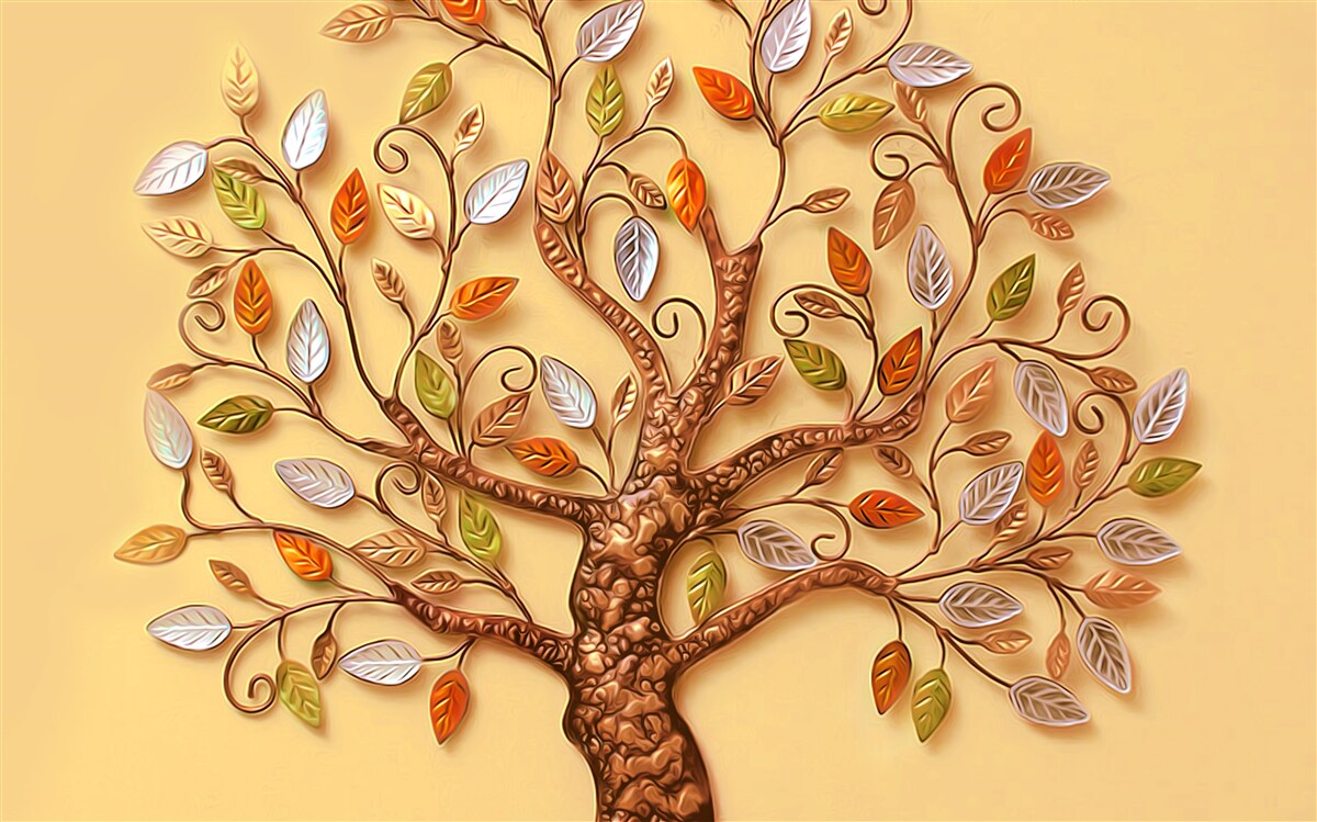 Carta da parati l'albero è vestito con un'astrazione autunnale di foglie