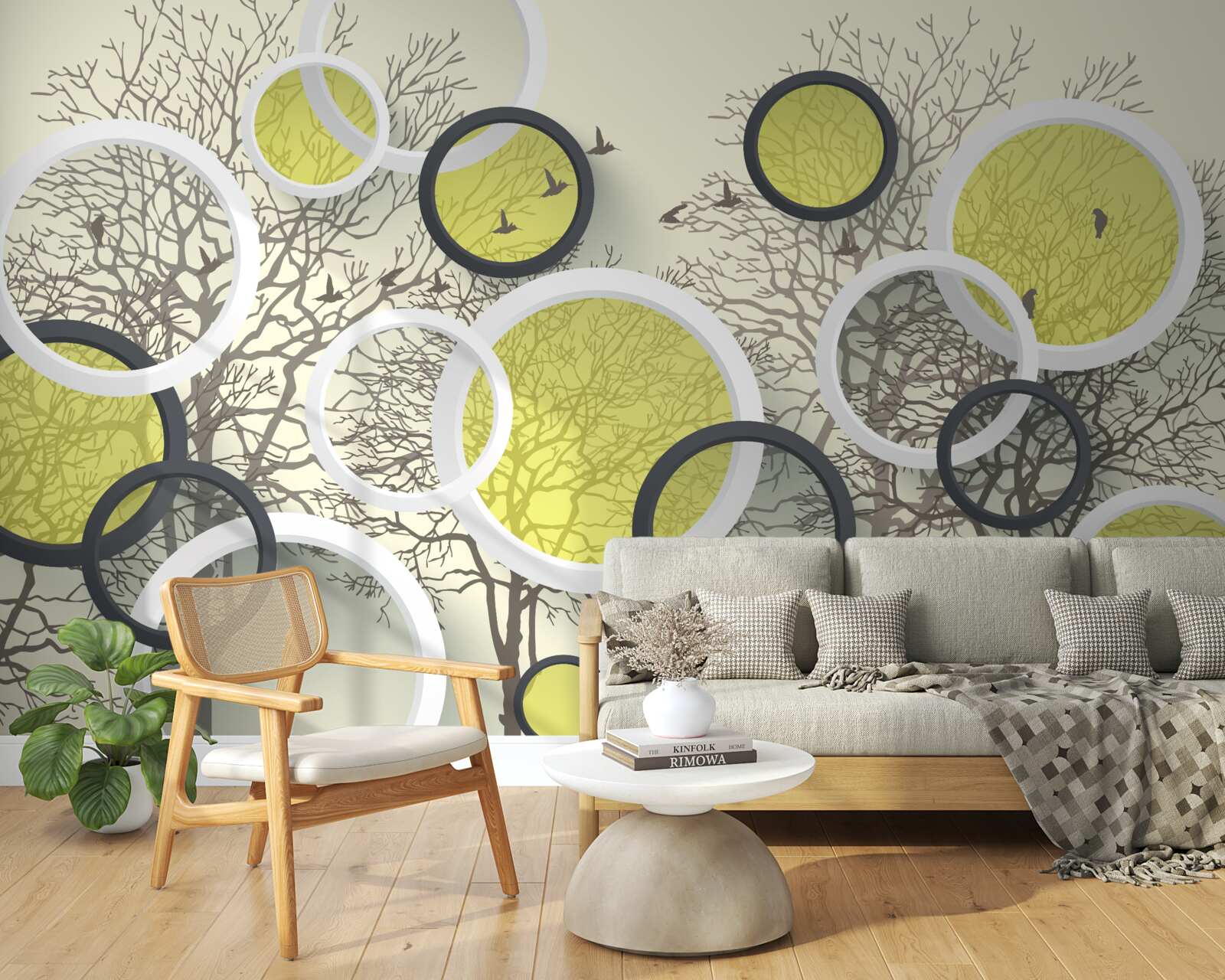 Carta da parati i cerchi delle lenti riflettono la texture degli alberi