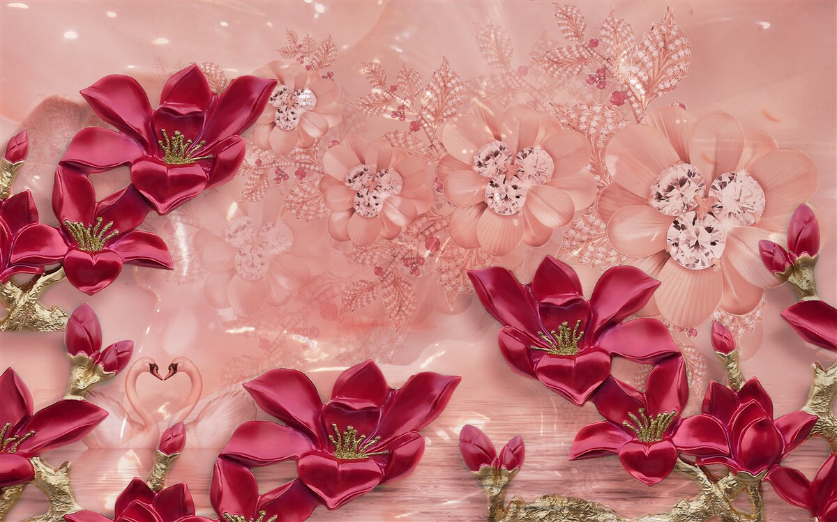 Carta da parati i colori sono rosso su seta rosa