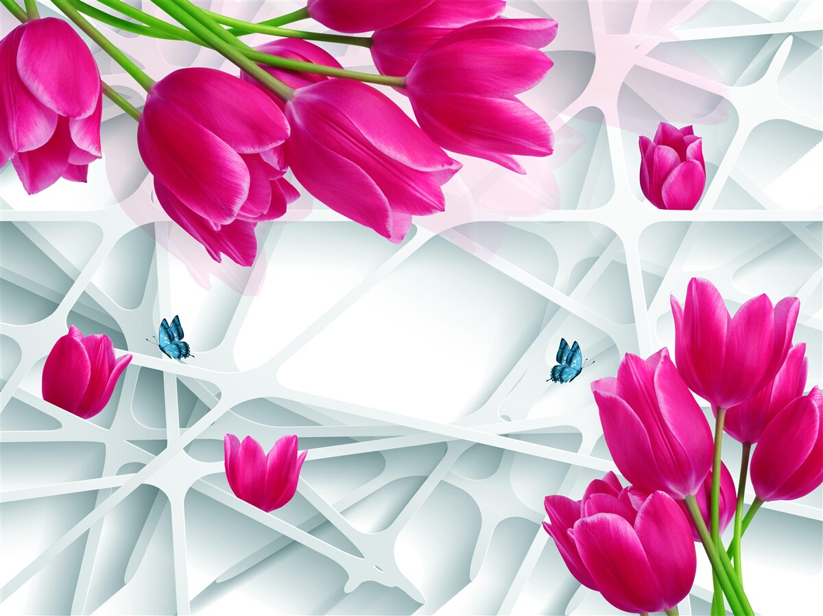 Carta da parati magnifici boccioli di tulipani rosa