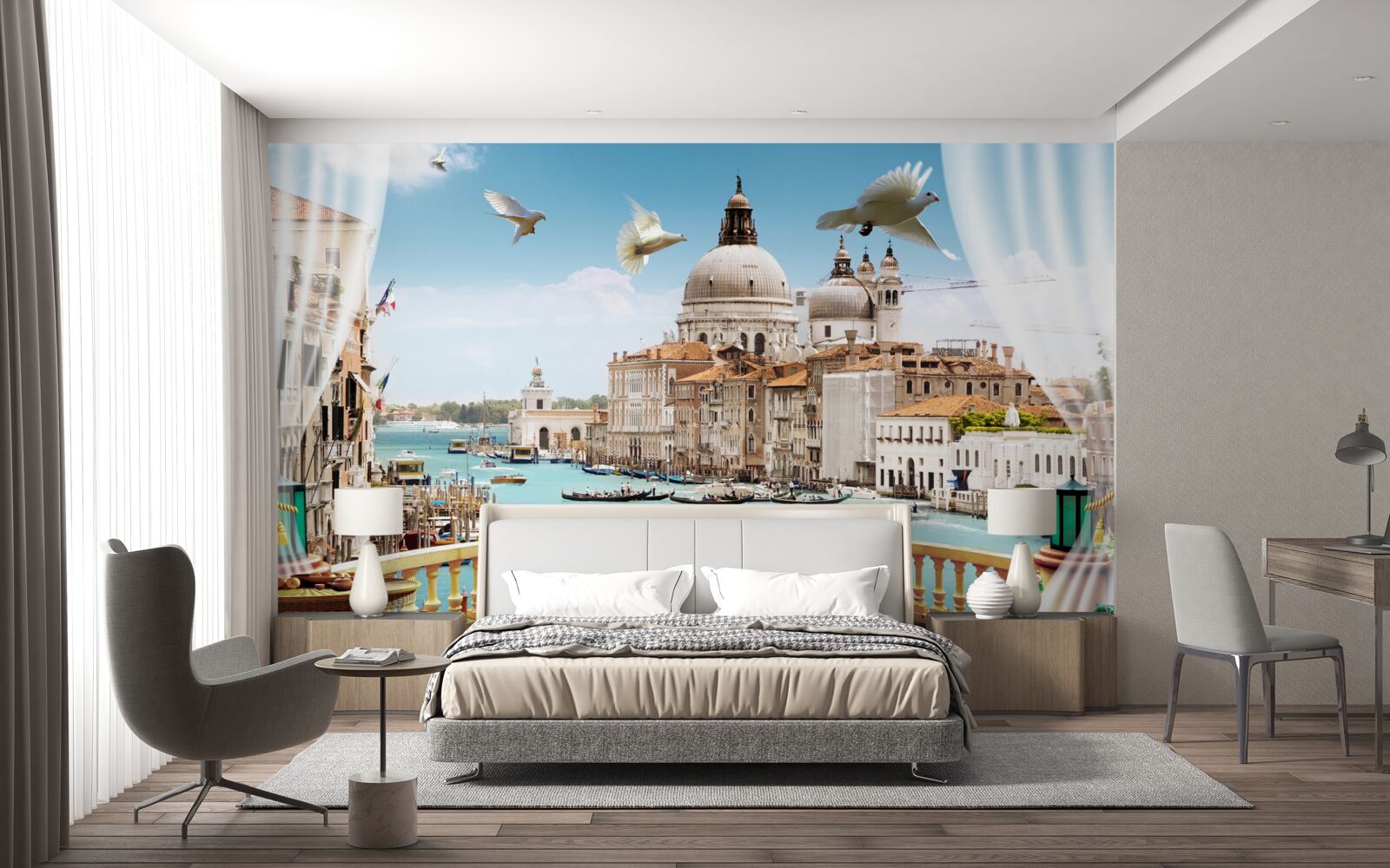 Carta da parati la vista dal balcone offre un magnifico panorama di venezia