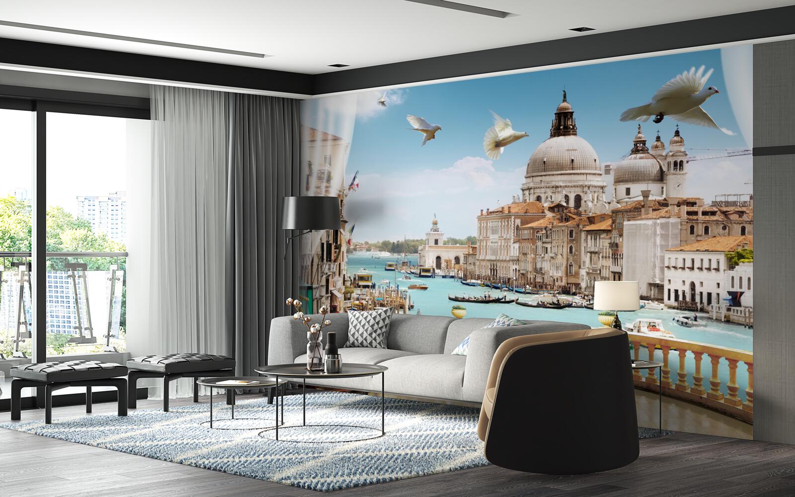 Carta da parati la vista dal balcone offre un magnifico panorama di venezia