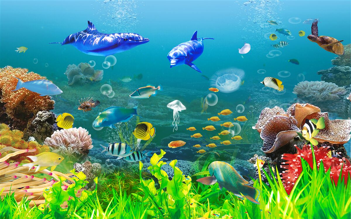 Carta da parati abitanti delle profondità marine