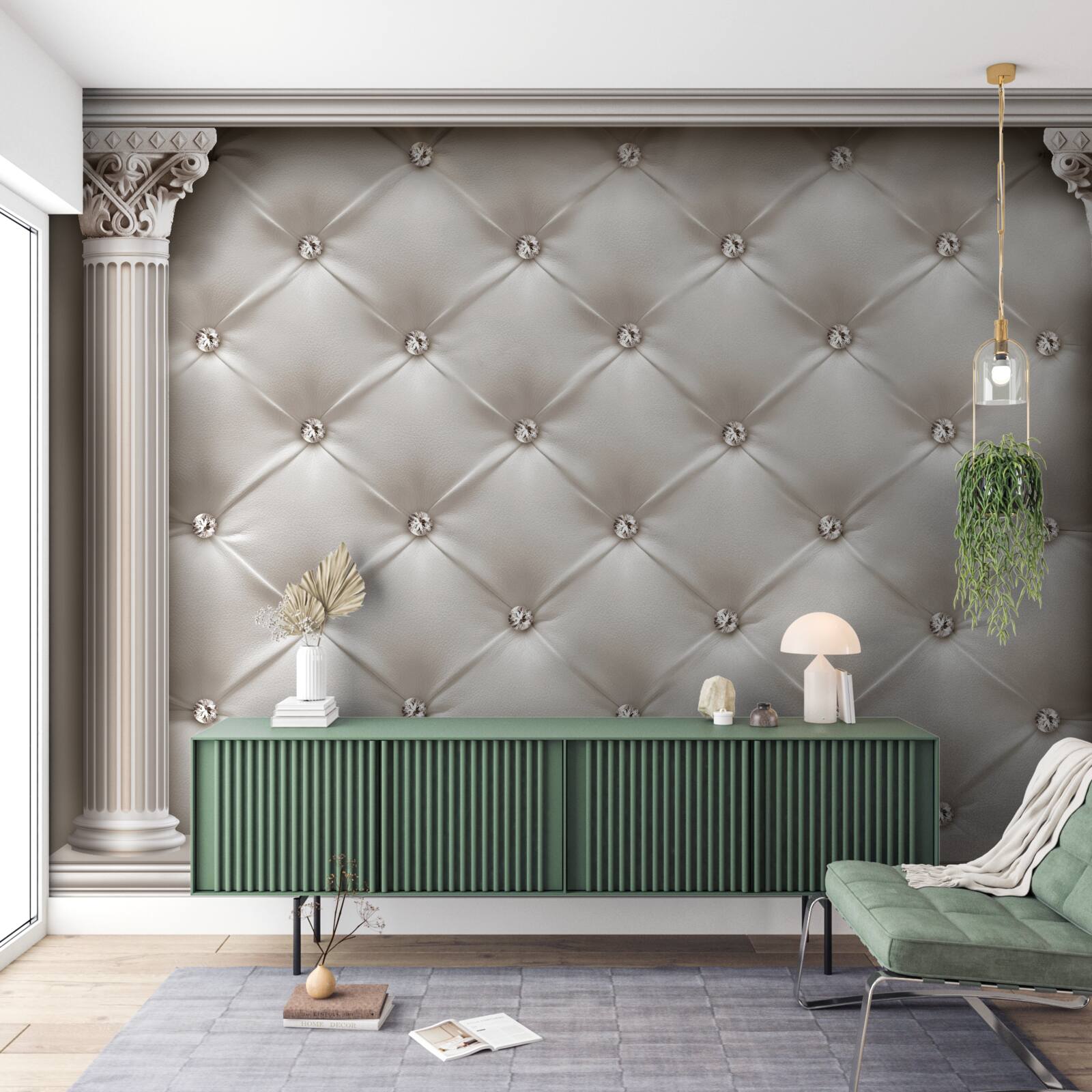 Carta da parati finiture arrotondate e decorative
