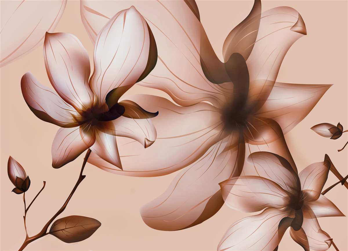 Carta da parati sfondo rosa con magnolie