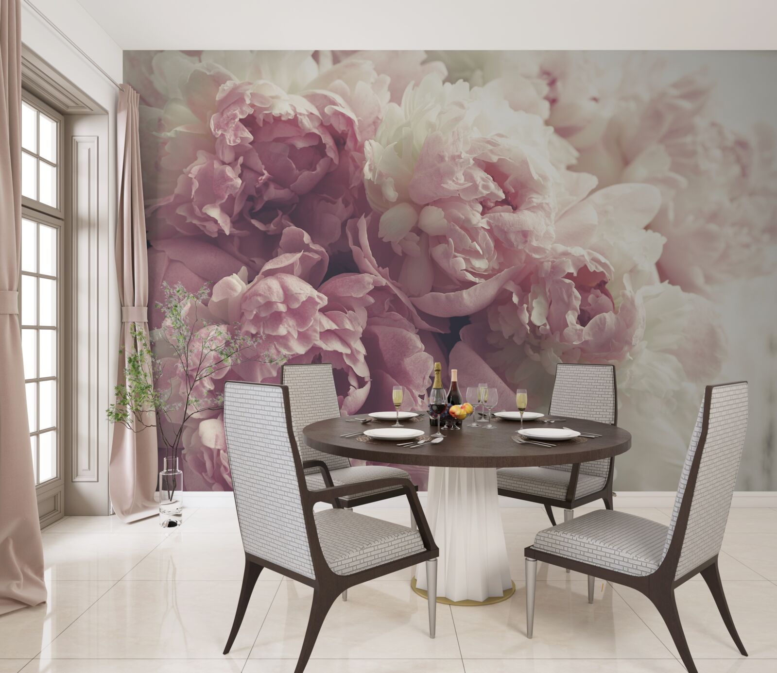 Carta da parati Arco di peonie rosa