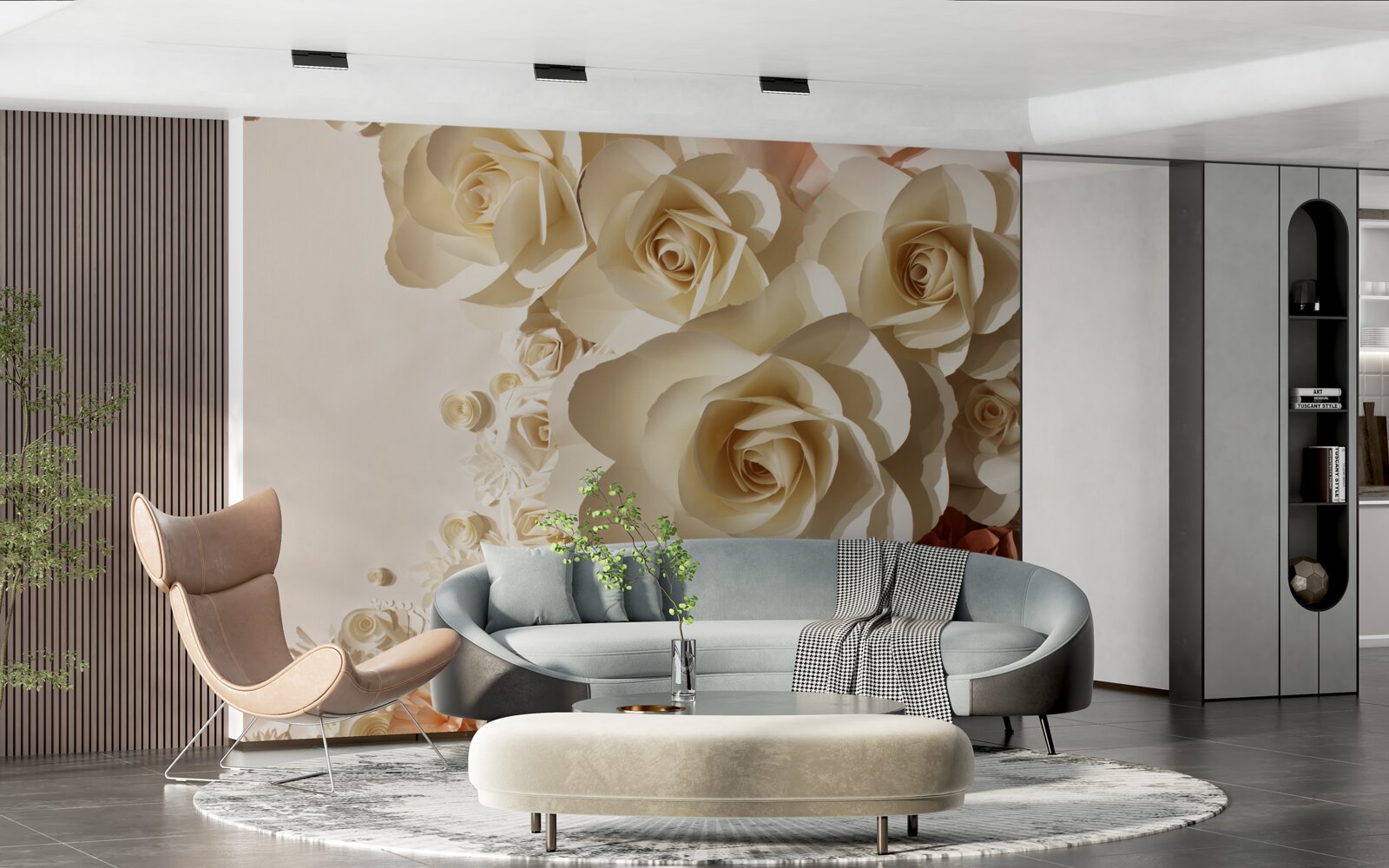 Carta da parati enormi rose bianche