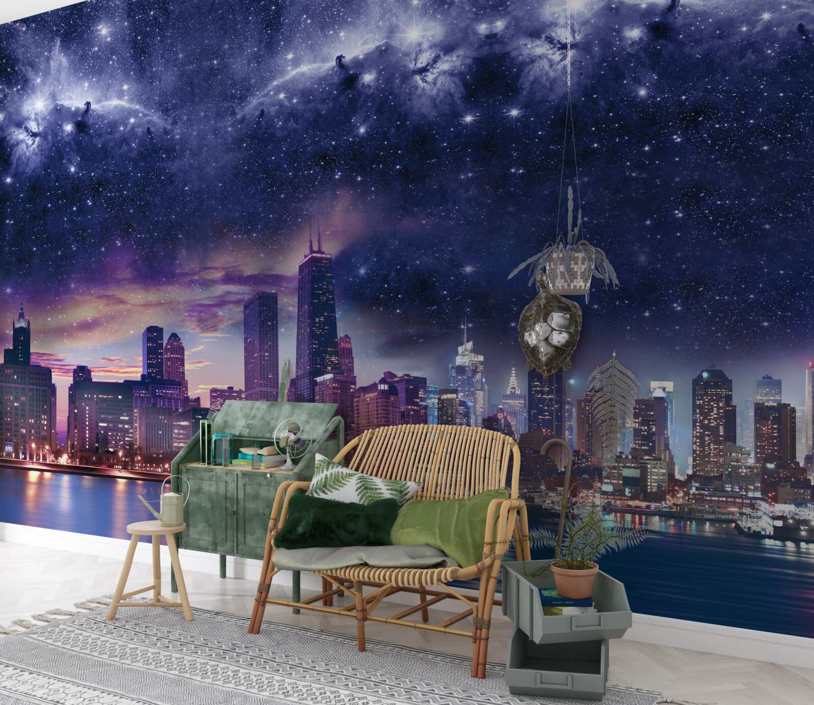 Carta da parati magica tela astrale sulla metropoli